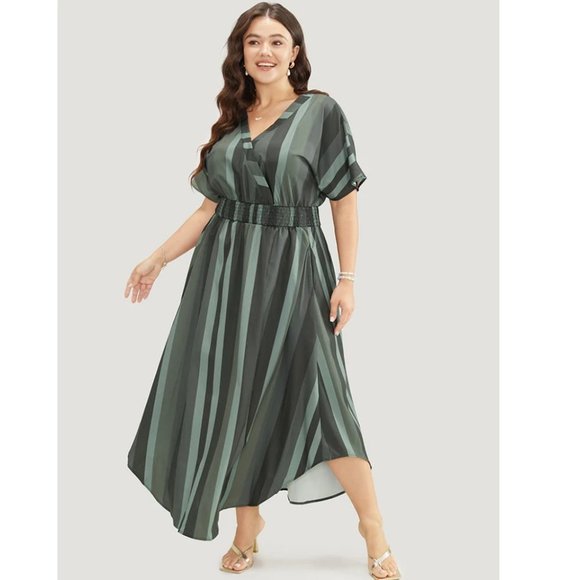 BloomChic Dresses & Skirts - NWT BloomChic Striped Dolman Sleeve Pocket Shirred Flutter Wrap Dress Size 12/L